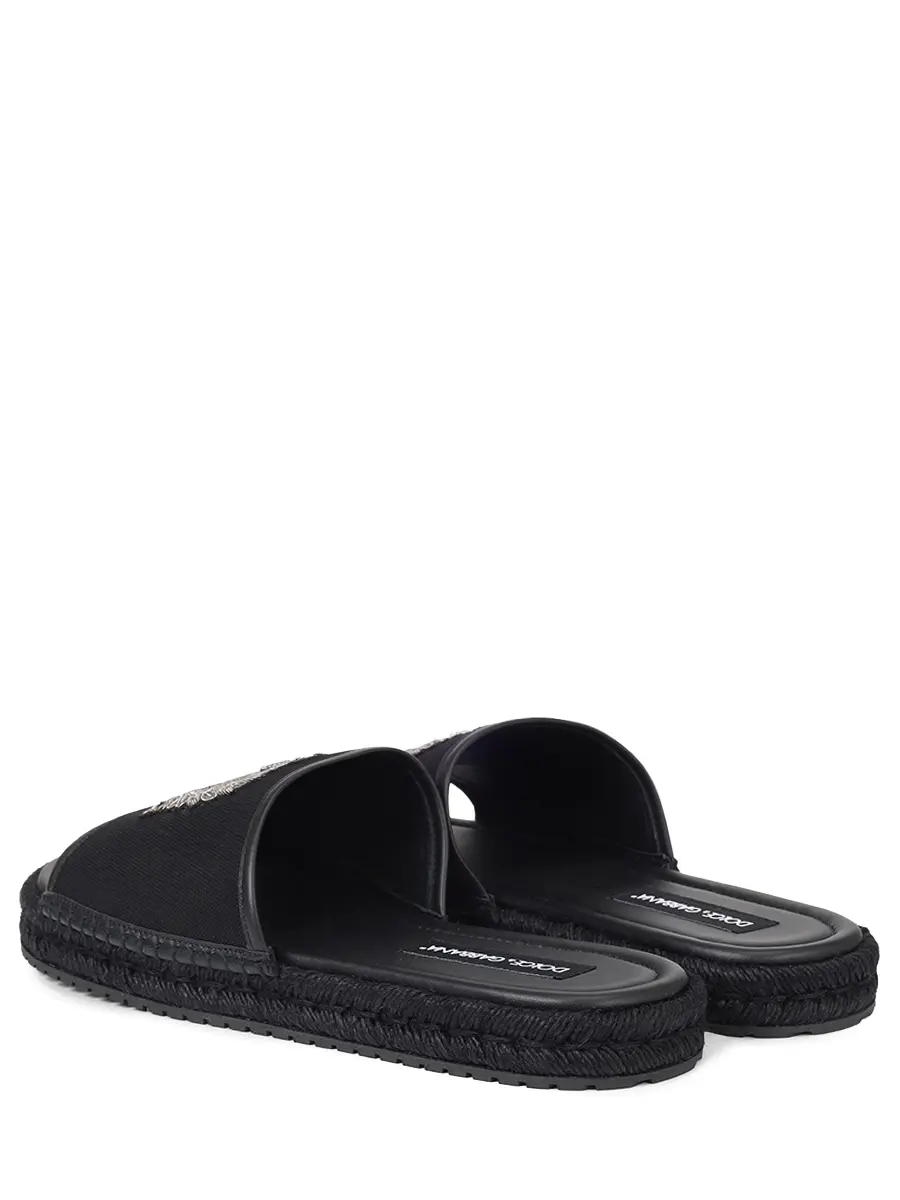 Шлепанцы комбинированные DOLCE & GABBANA A80566 A0092 8B956 Черный  Фото 4