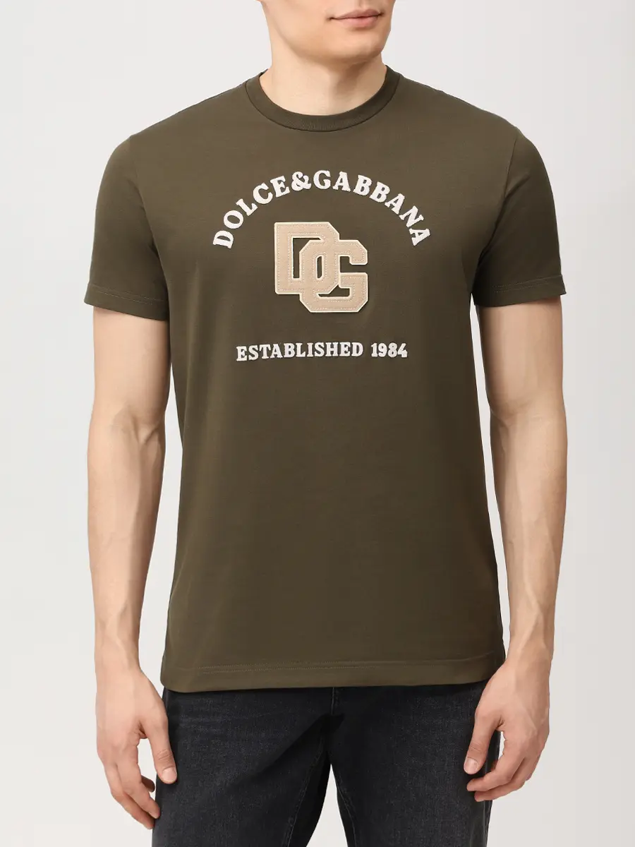 Футболка хлопковая DOLCE & GABBANA G8RN8Z G7PPA N4816 Зеленый  Фото 4