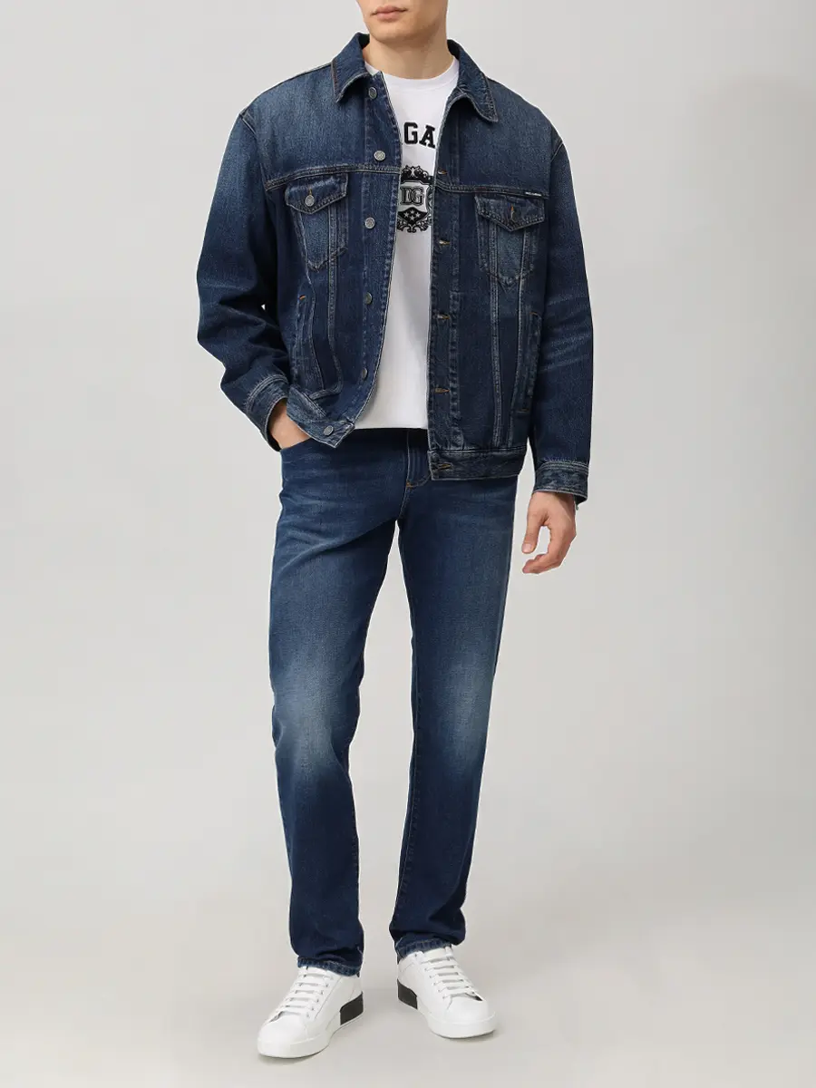 Джинсы Slim Fit хлопковые DOLCE & GABBANA GY07CZ G8KF4 S9001 slim Темно Синий  Фото 2