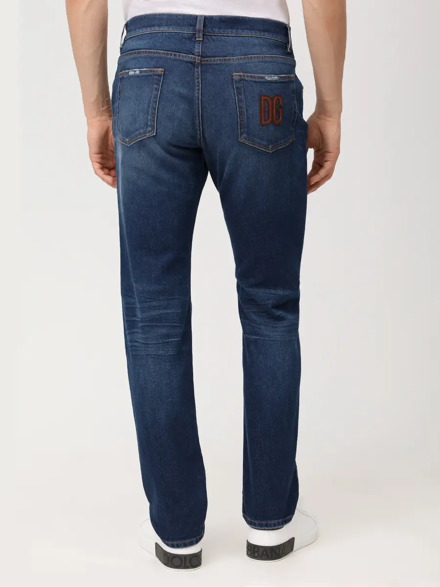 Джинсы Slim Fit хлопковые DOLCE & GABBANA GY07CZ G8KF4 S9001 slim Темно Синий  Фото 3