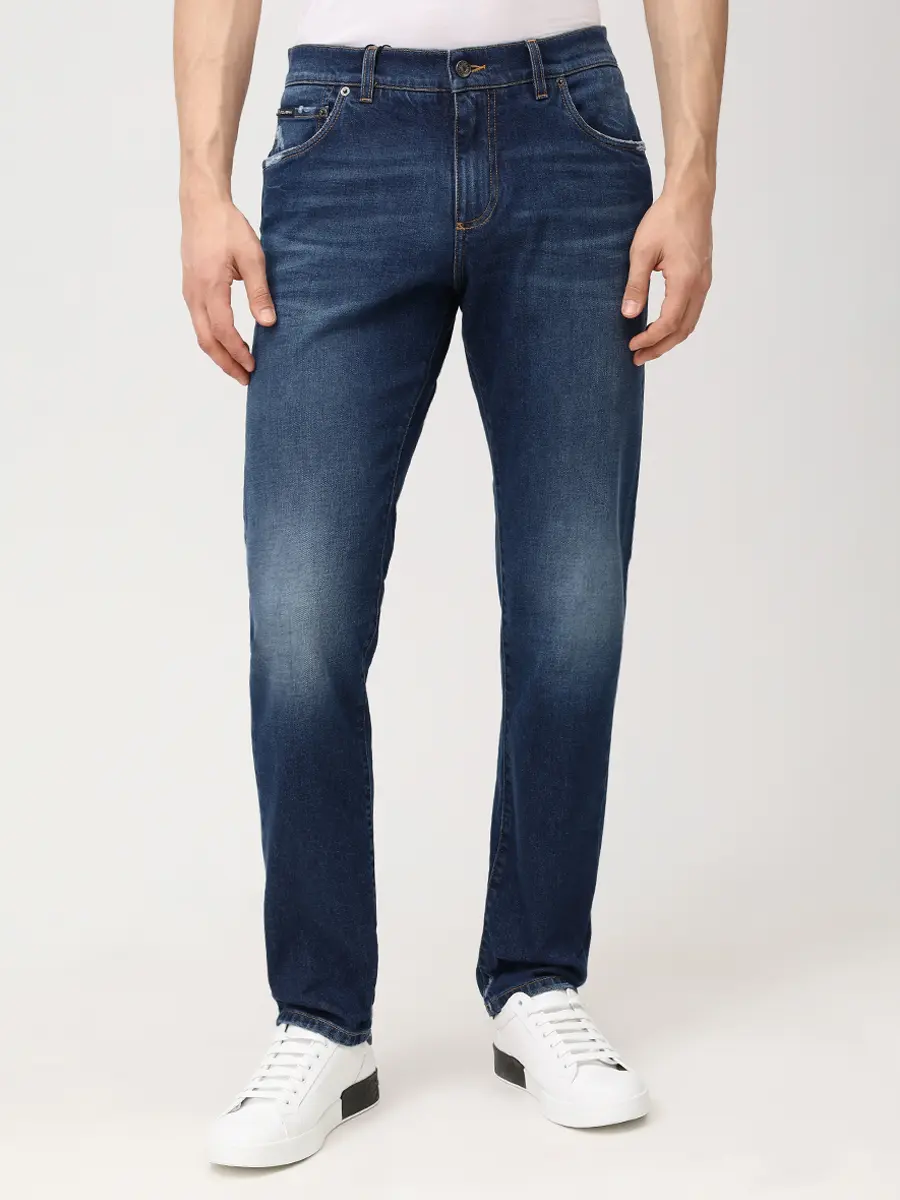 Джинсы Slim Fit хлопковые DOLCE & GABBANA GY07CZ G8KF4 S9001 slim Темно Синий  Фото 4