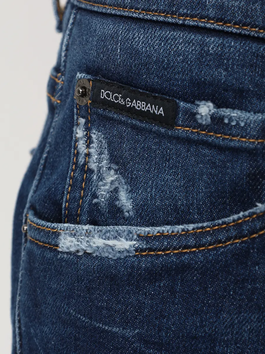 Джинсы Slim Fit хлопковые DOLCE & GABBANA GY07CZ G8KF4 S9001 slim Темно Синий  Фото 5