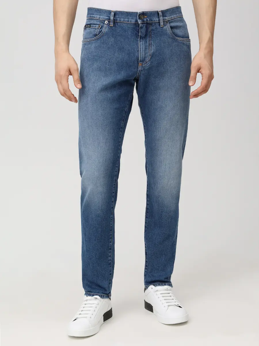 Джинсы Slim Fit хлопковые DOLCE & GABBANA GY07CD G8OZ1 S9001 slim Голубой  Фото 4