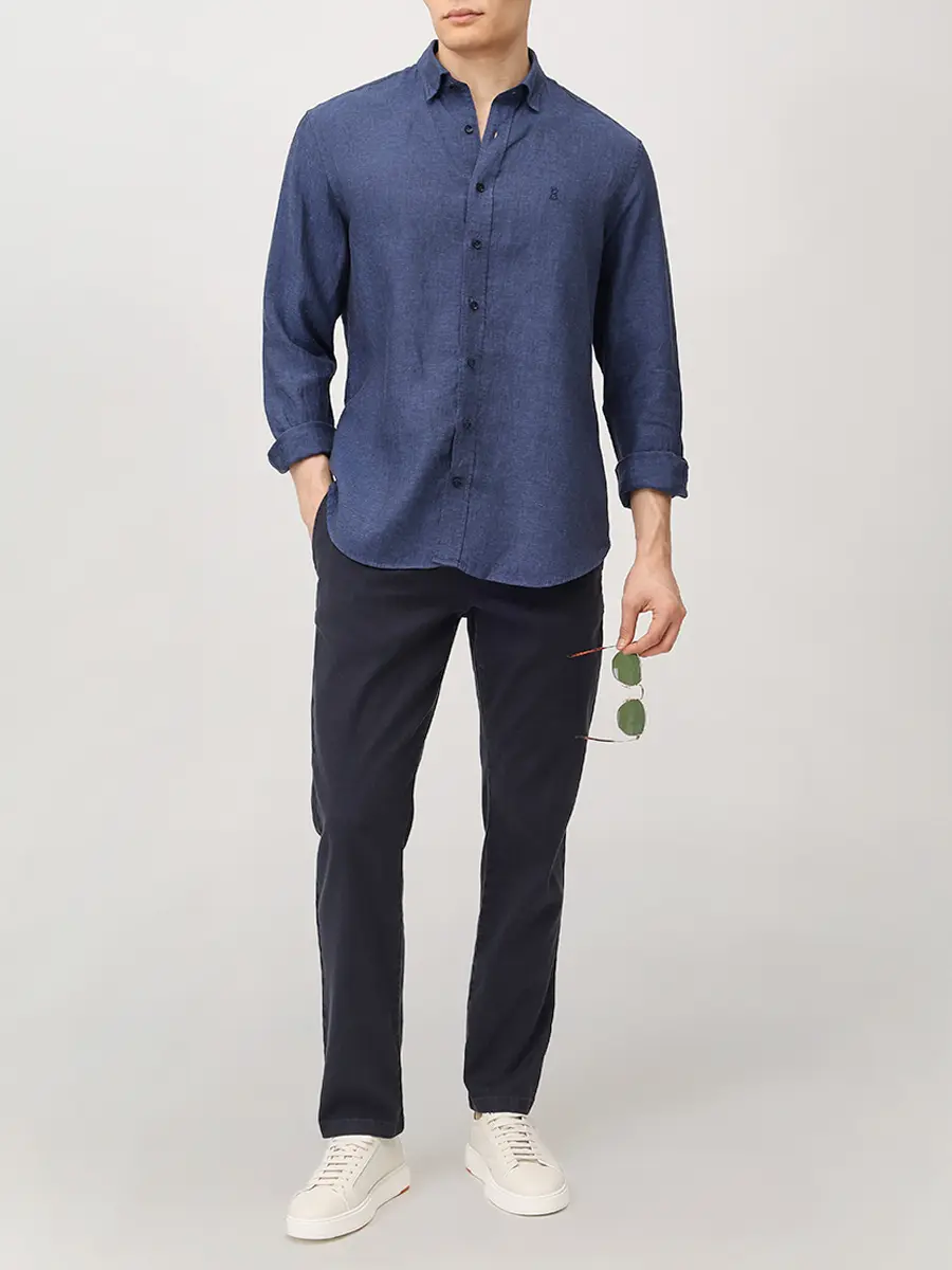 Рубашка Slim Fit льняная BOGNER TIMI 58842973/464 Темно - Синий  Фото 2