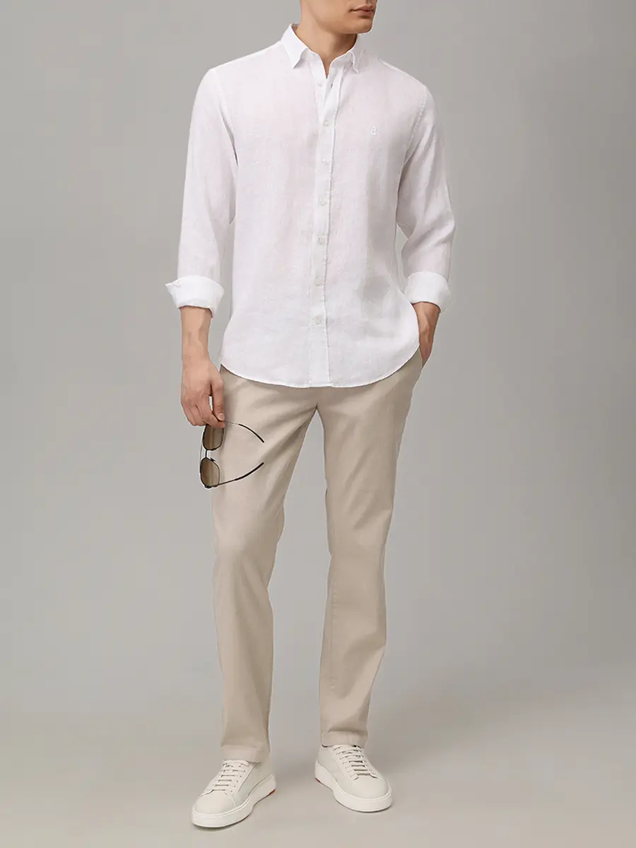 Рубашка Slim Fit льняная BOGNER TIMI 58842973/031 Белый  Фото 2