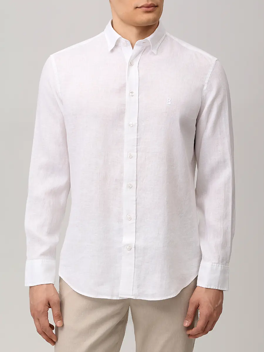 Рубашка Slim Fit льняная BOGNER TIMI 58842973/031 Белый  Фото 4