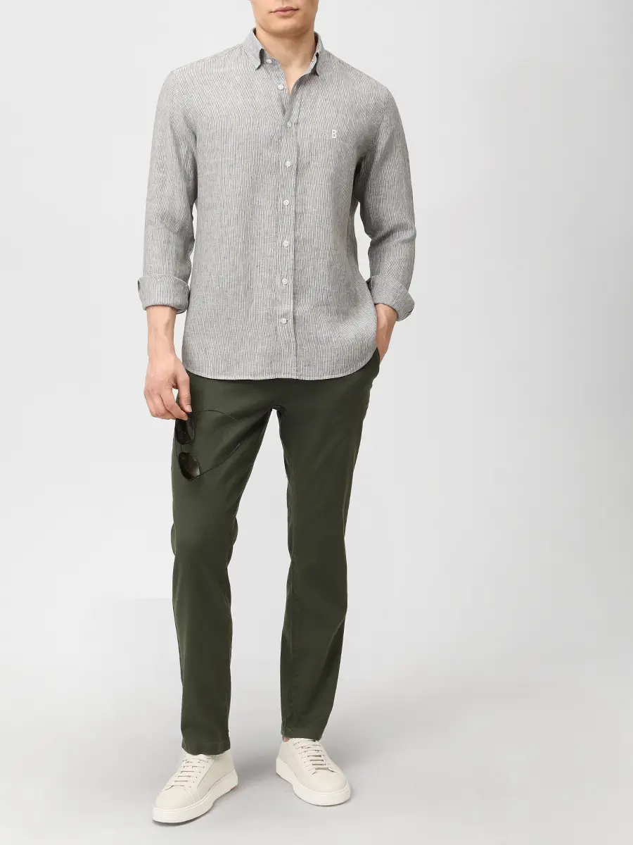 Рубашка Slim Fit льняная BOGNER 58848064 271 TIMI Серый  Фото 2