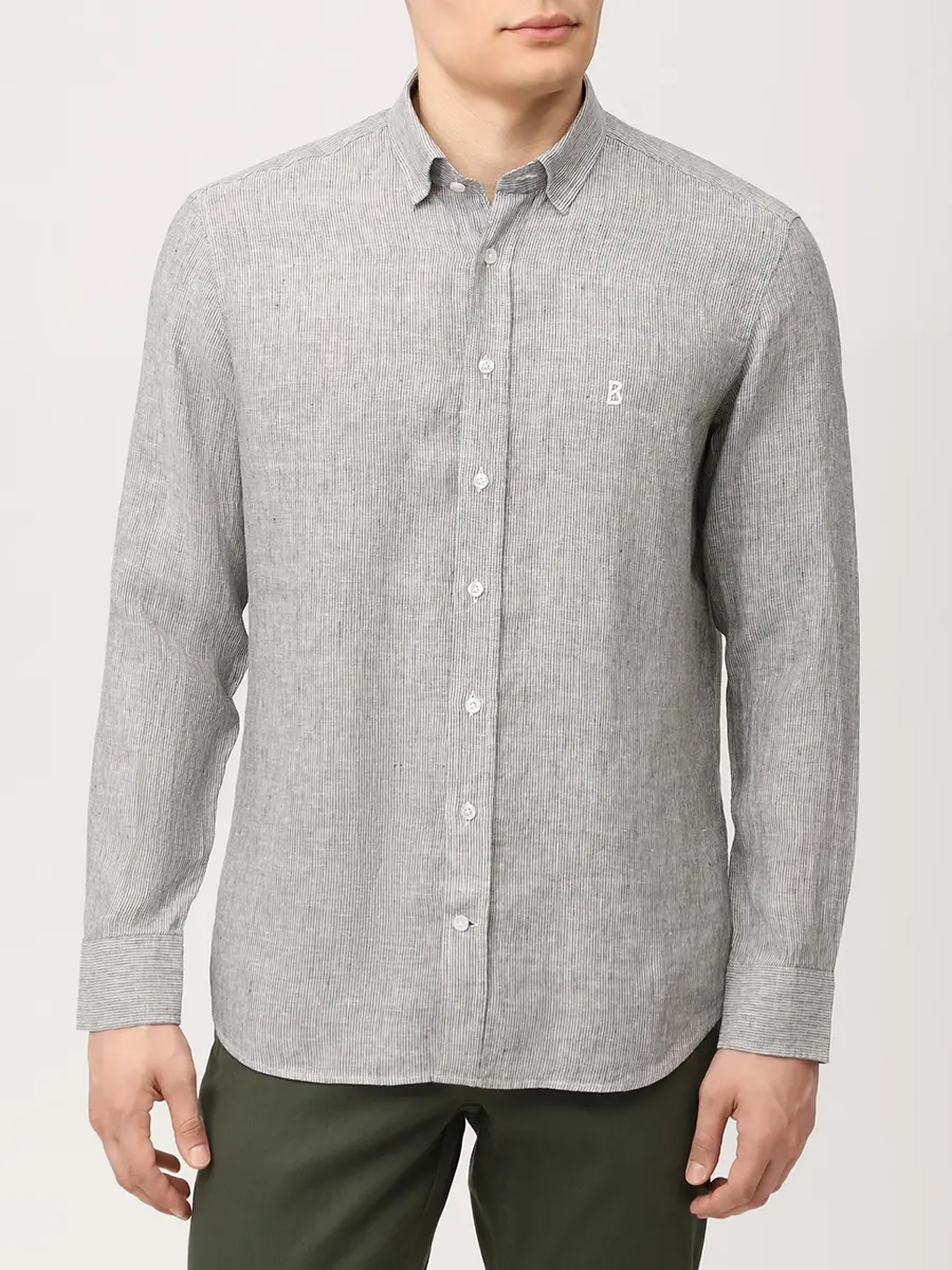 Рубашка Slim Fit льняная BOGNER 58848064 271 TIMI Серый  Фото 4