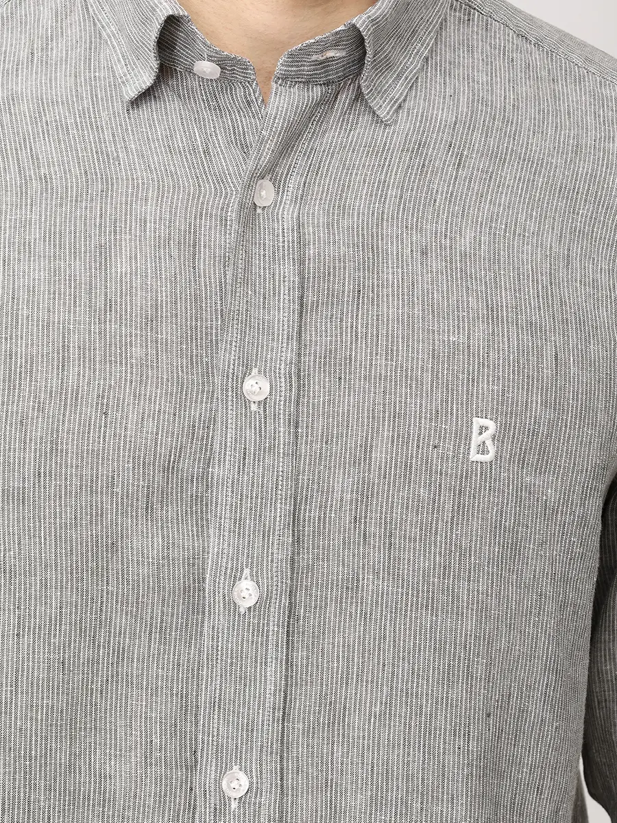 Рубашка Slim Fit льняная BOGNER 58848064 271 TIMI Серый  Фото 5