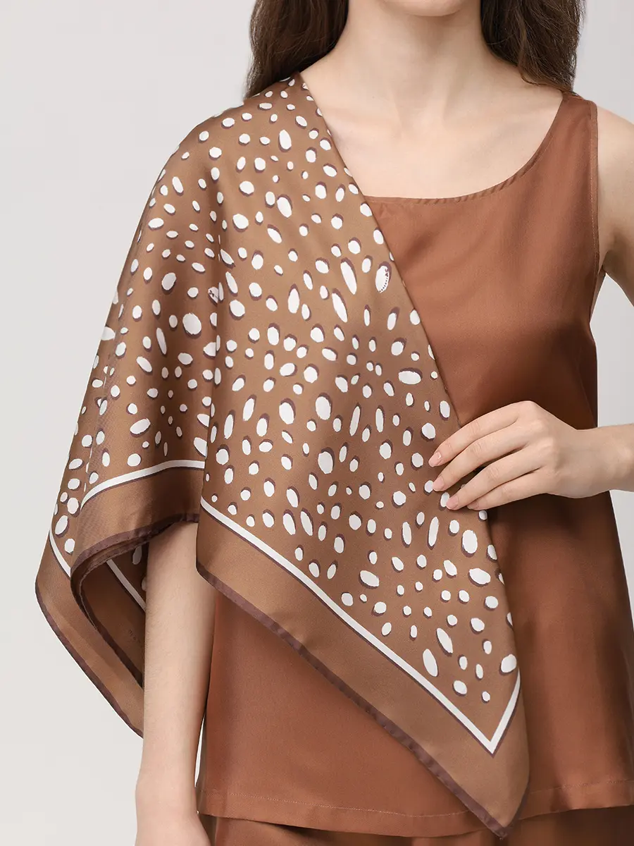 Платок шелковый MANZONI 24 26PMFOULARD-SEBST Коричневый  Фото 2