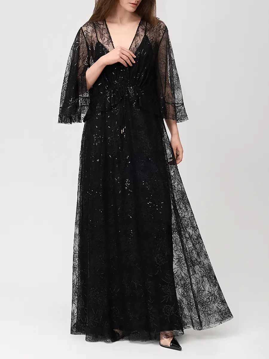 Платье кружевное ALBERTA FERRETTI 261U_0406-1620 1555 Черный  Фото 2