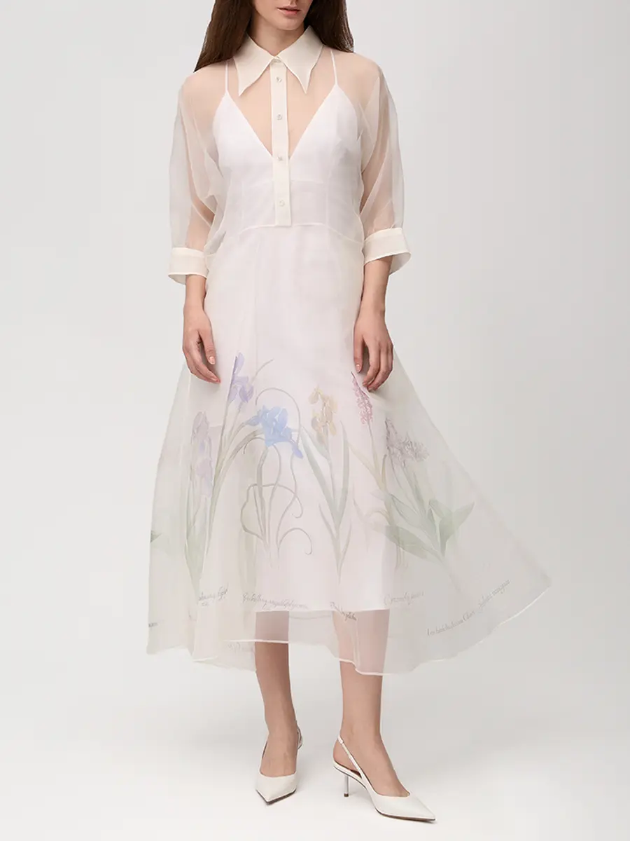 Платье шелковое ALBERTA FERRETTI 261U_0442-1650 1888 Белый  Фото 2