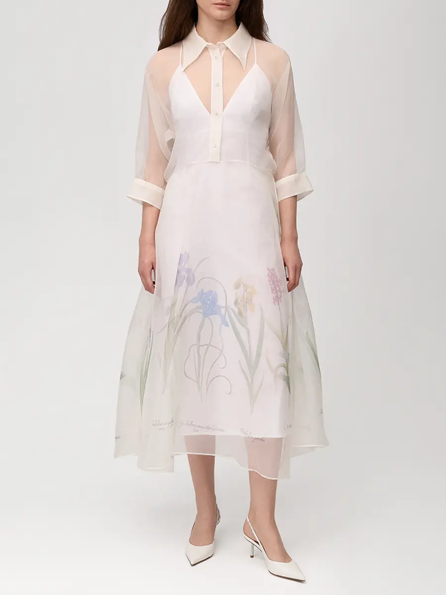 Платье шелковое ALBERTA FERRETTI 261U_0442-1650 1888 Белый  Фото 4