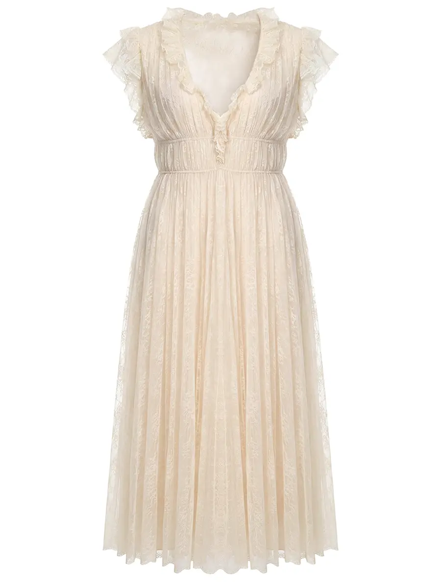 Платье кружевное ALBERTA FERRETTI 261U_0410-1648 0005 Бежевый 