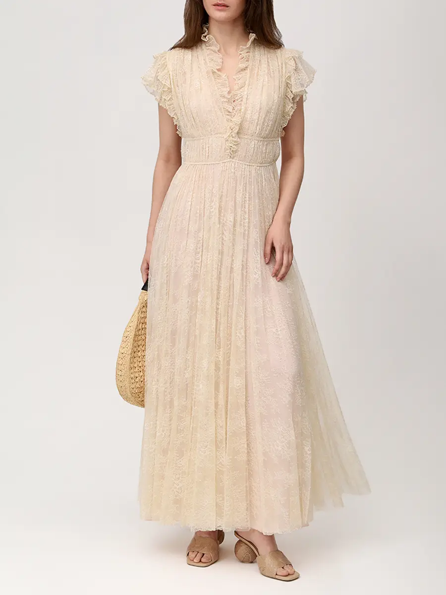 Платье кружевное ALBERTA FERRETTI 261U_0410-1648 0005 Бежевый  Фото 2