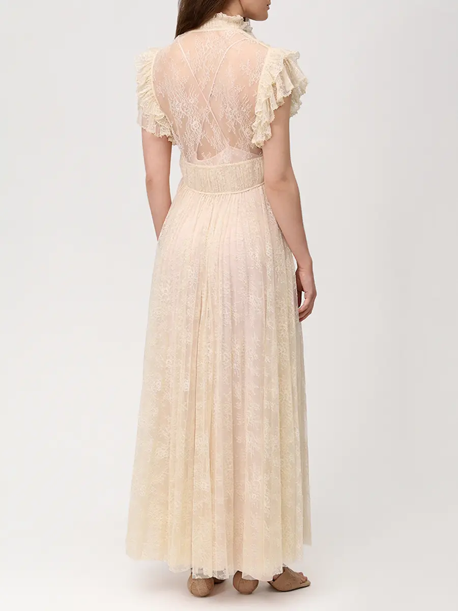 Платье кружевное ALBERTA FERRETTI 261U_0410-1648 0005 Бежевый  Фото 3