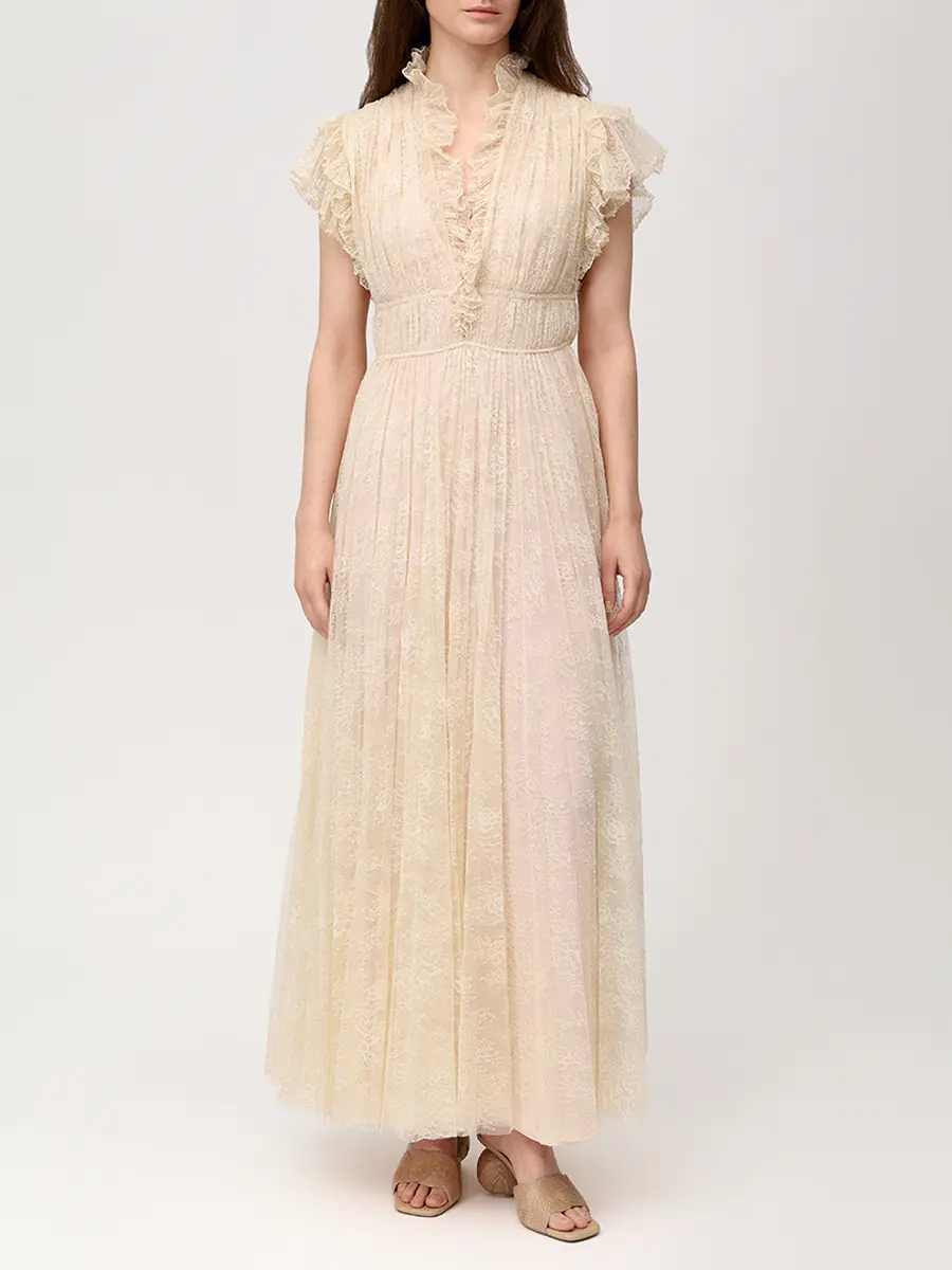 Платье кружевное ALBERTA FERRETTI 261U_0410-1648 0005 Бежевый  Фото 4