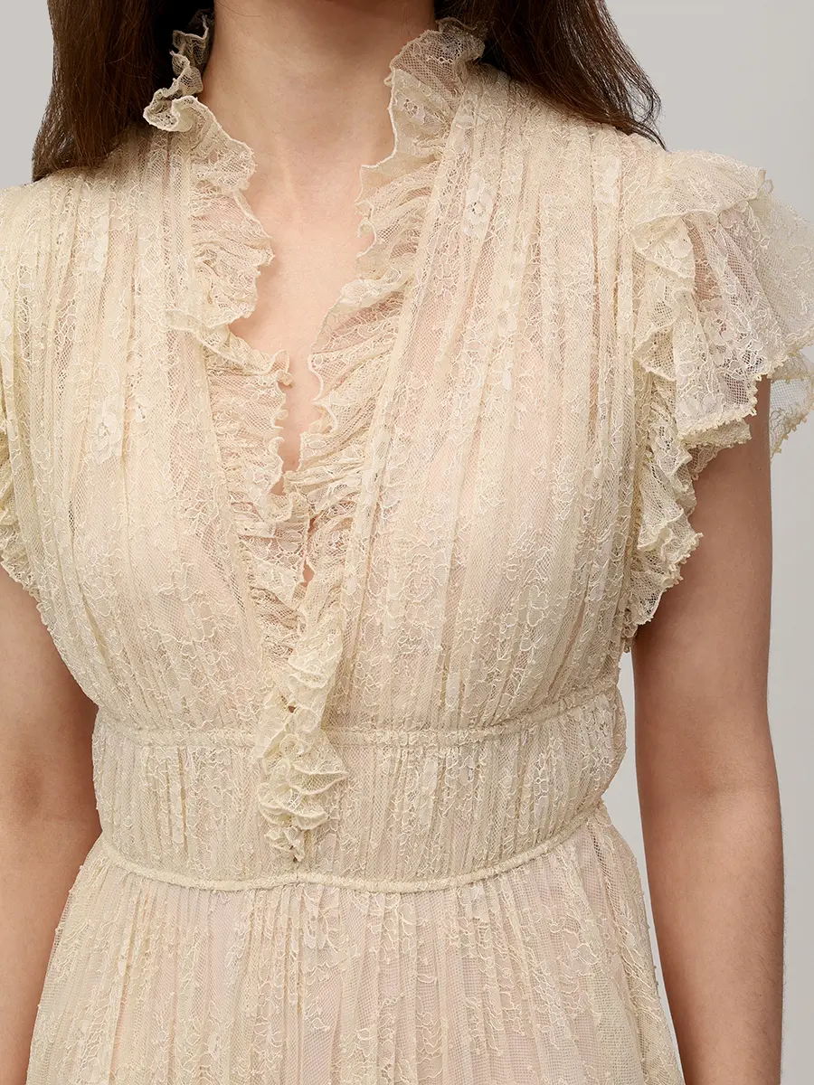 Платье кружевное ALBERTA FERRETTI 261U_0410-1648 0005 Бежевый  Фото 5