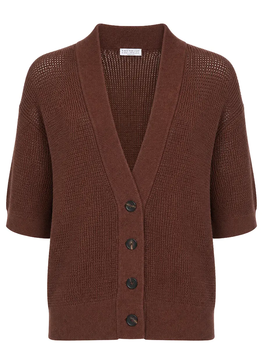 Кардиган хлопковый BRUNELLO CUCINELLI MST263316 CQI10 Коричневый 