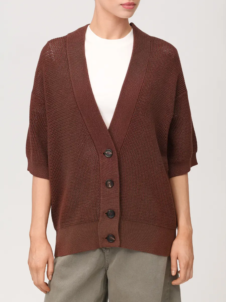 Кардиган хлопковый BRUNELLO CUCINELLI MST263316 CQI10 Коричневый  Фото 4