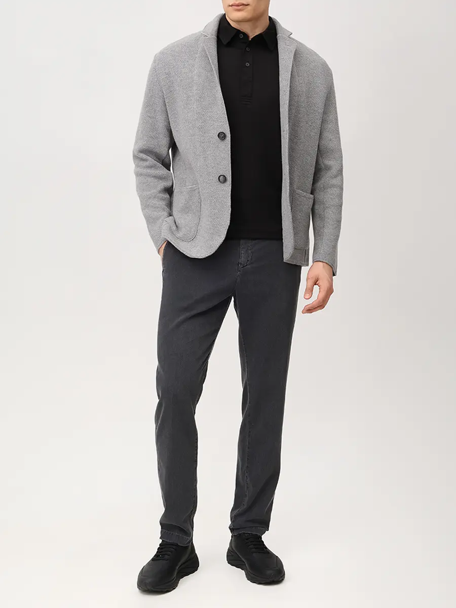 Джинсы Regular Fit из хлопка и лиоцелла PAUL & SHARK 26414148/J08 Серый  Фото 2
