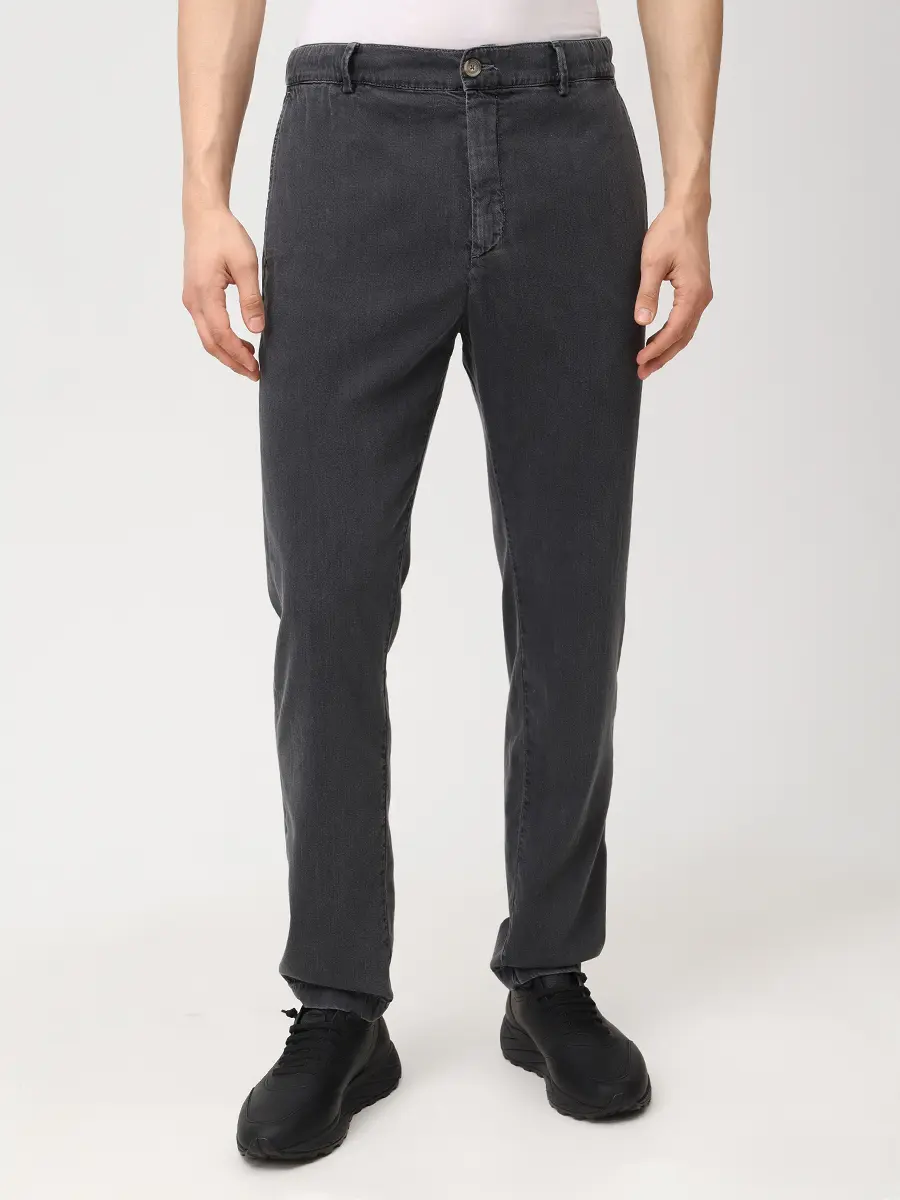 Джинсы Regular Fit из хлопка и лиоцелла PAUL & SHARK 26414148/J08 Серый  Фото 4