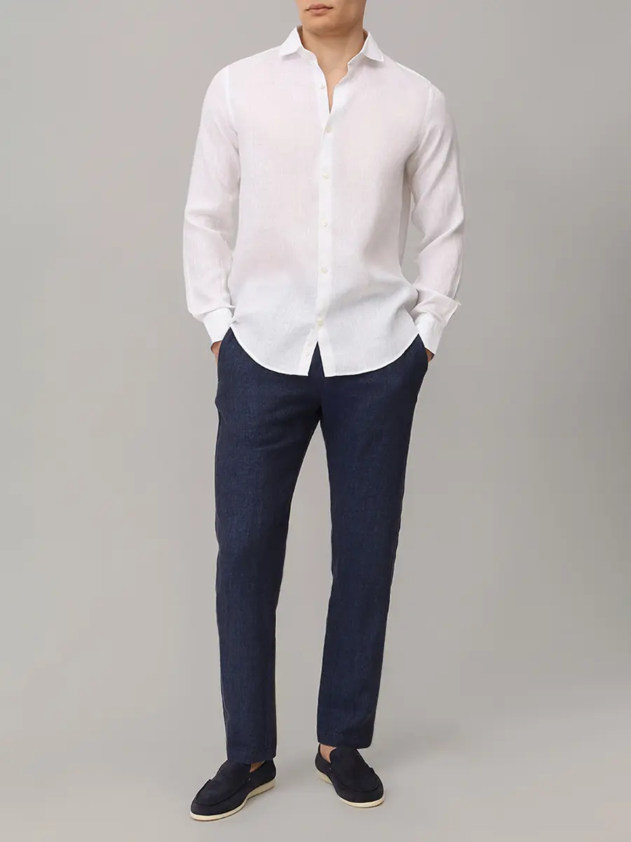 Рубашка Regular Fit льняная PAUL & SHARK 26413160CF/010 Белый  Фото 2