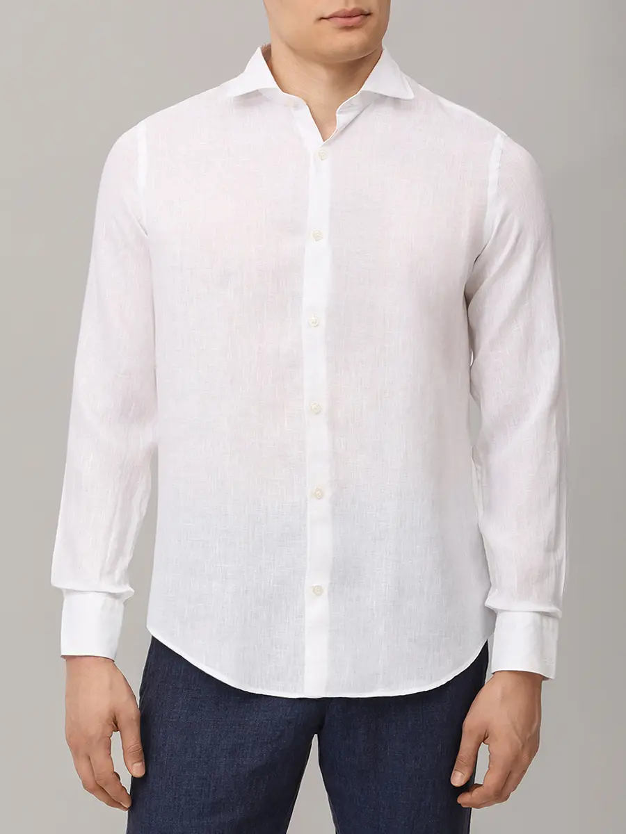Рубашка Regular Fit льняная PAUL & SHARK 26413160CF/010 Белый  Фото 4