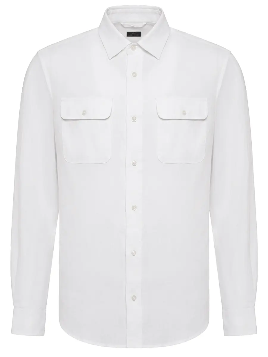 Рубашка Regular Fit льняная PAUL & SHARK 25413252/010 Белый 