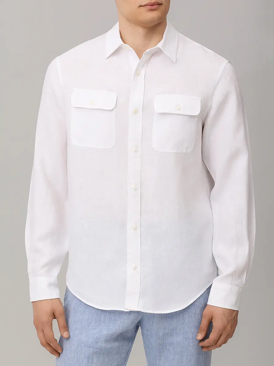 Рубашка Regular Fit льняная PAUL & SHARK 25413252/010 Белый  Фото 4