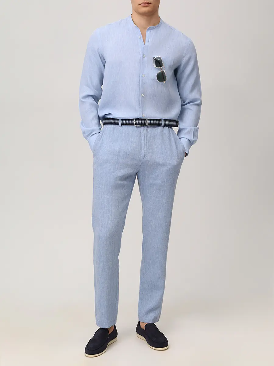 Рубашка Regular Fit льняная PAUL & SHARK 26413306/364 Голубой  Фото 2