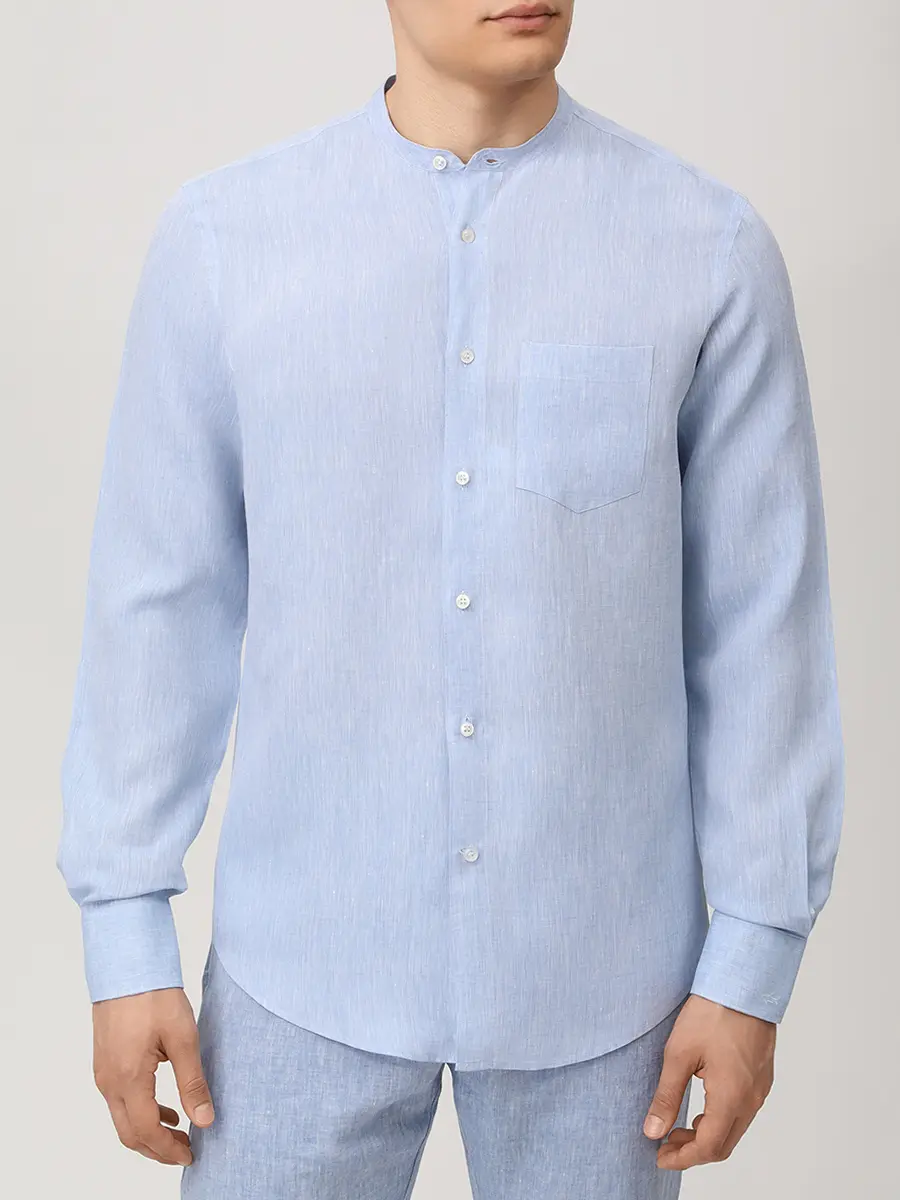 Рубашка Regular Fit льняная PAUL & SHARK 26413306/364 Голубой  Фото 4