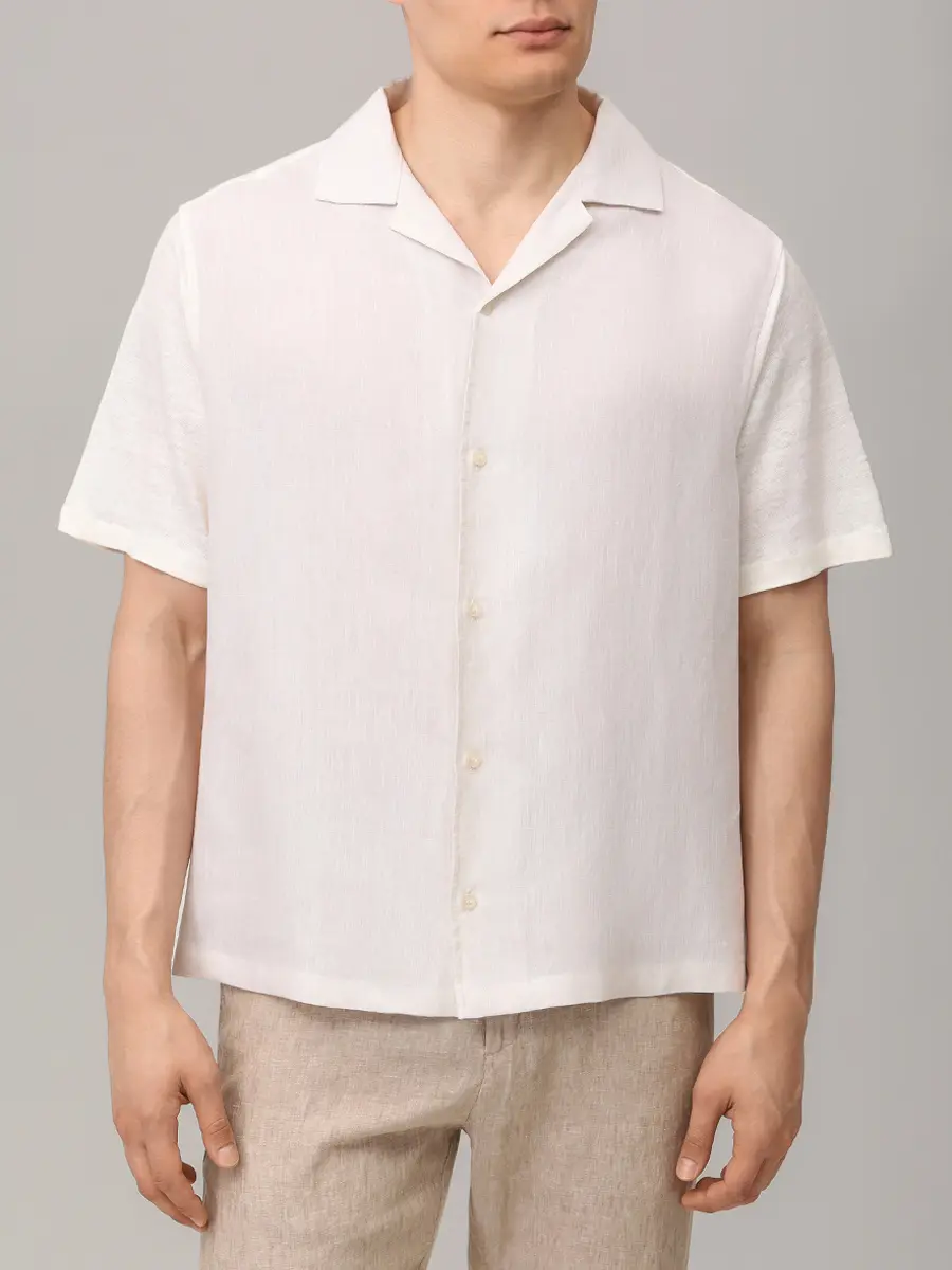 Рубашка Regular Fit льняная PAUL & SHARK 26413201/096 Кремовый  Фото 4