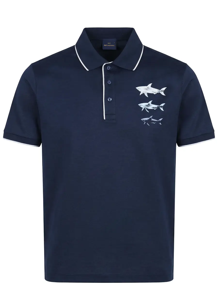 Поло хлопковое PAUL & SHARK 26411264/013 Синий 