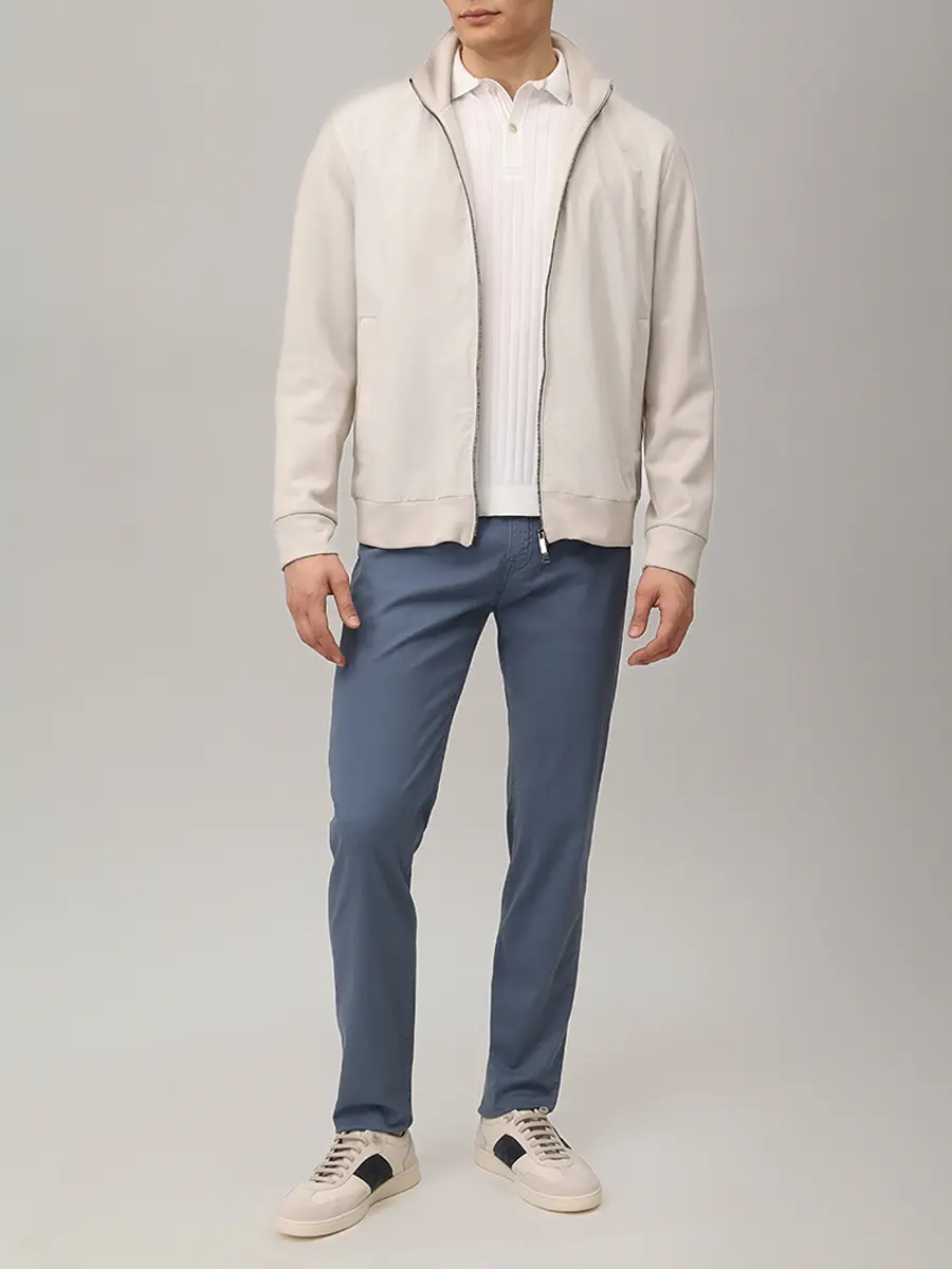 Брюки Regular Fit из хлопка и лиоцелла PAUL & SHARK 99314017/635 Голубой  Фото 2
