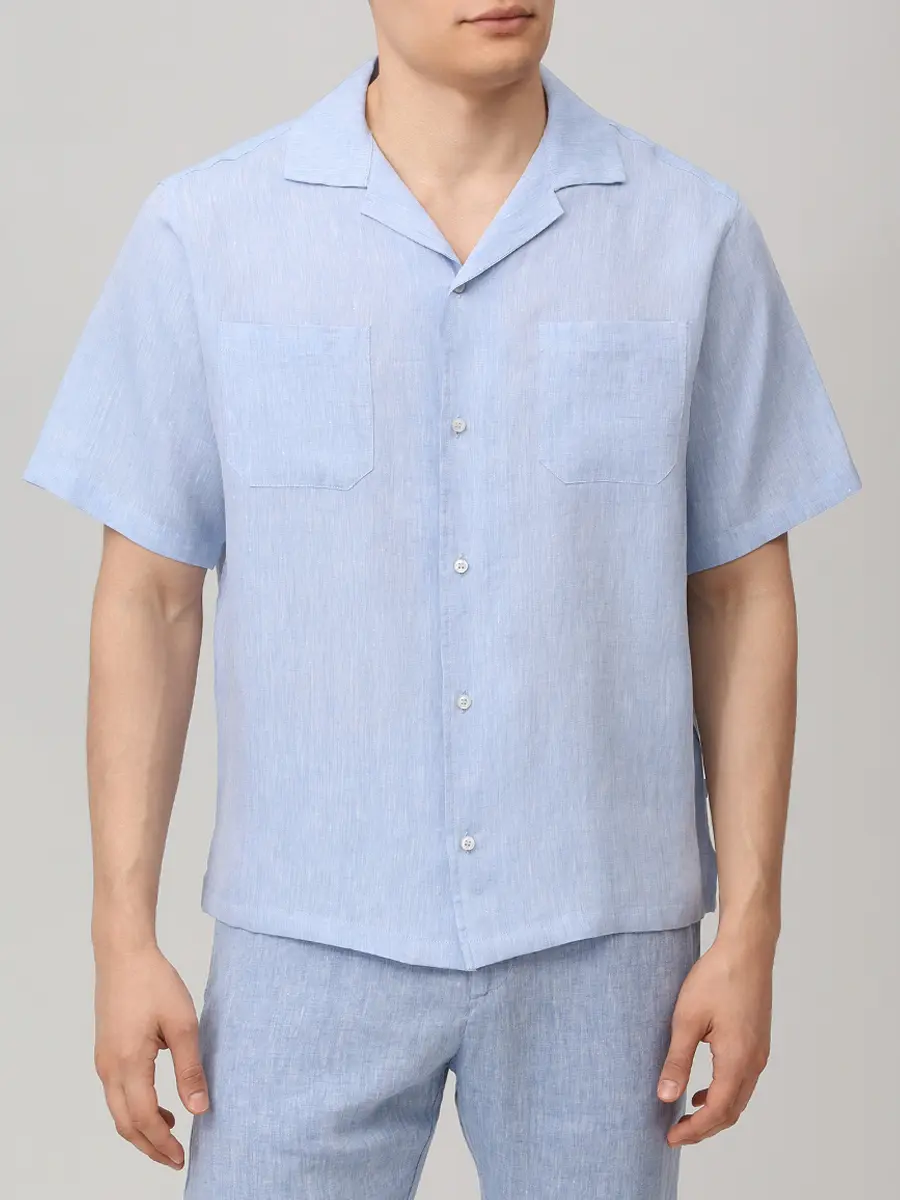 Рубашка Regular Fit льняная PAUL & SHARK 26413315/364 Голубой  Фото 4