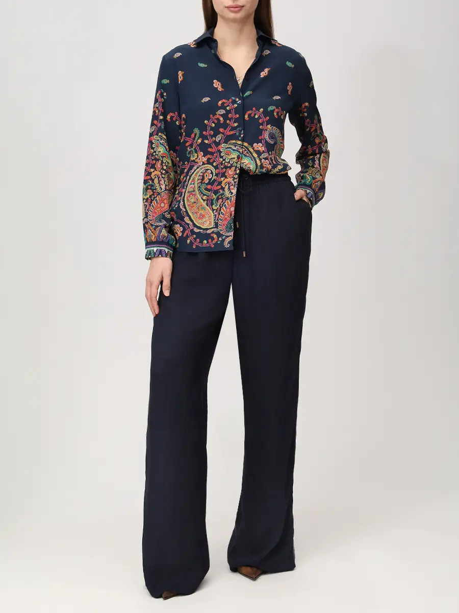 Брюки однотонные ETRO WREA0072 99TUSO5 B0387 Темно- Синий  Фото 2