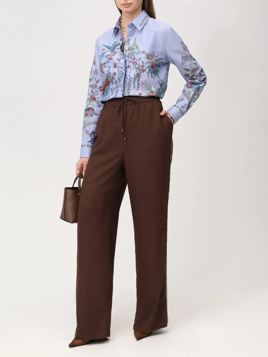 Брюки однотонные ETRO WREA0072 99TUSO5 M1512 Коричневый  Фото 2
