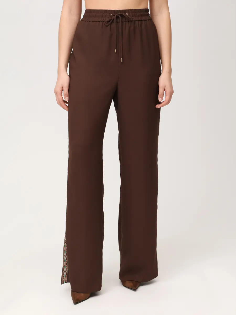 Брюки однотонные ETRO WREA0072 99TUSO5 M1512 Коричневый  Фото 4