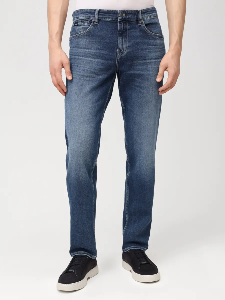 Джинсы Regular Fit хлопковые BOSS 50557515/419 Синий  Фото 4