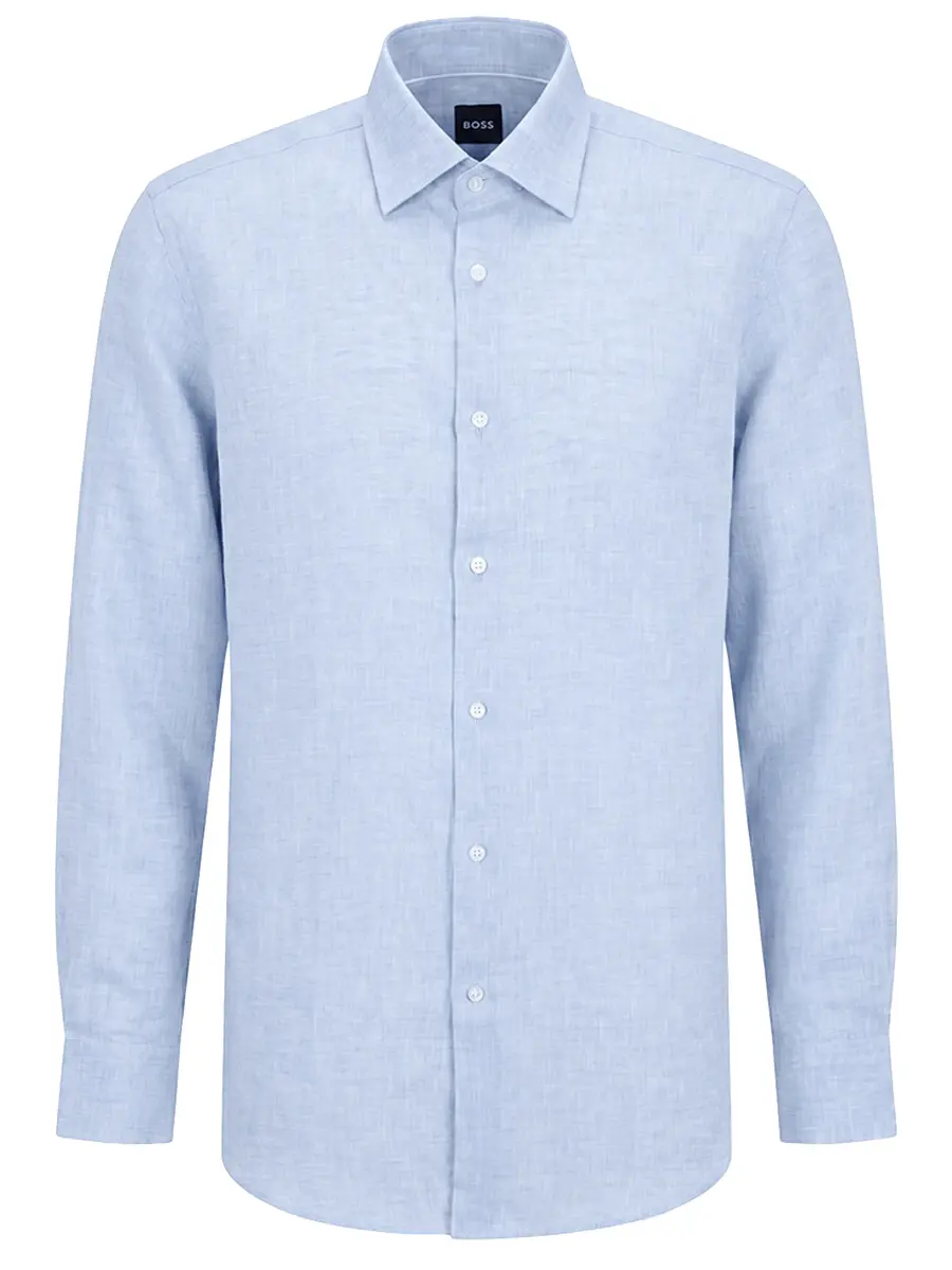 Рубашка Slim Fit льняная BOSS 50560736/450 Голубой 