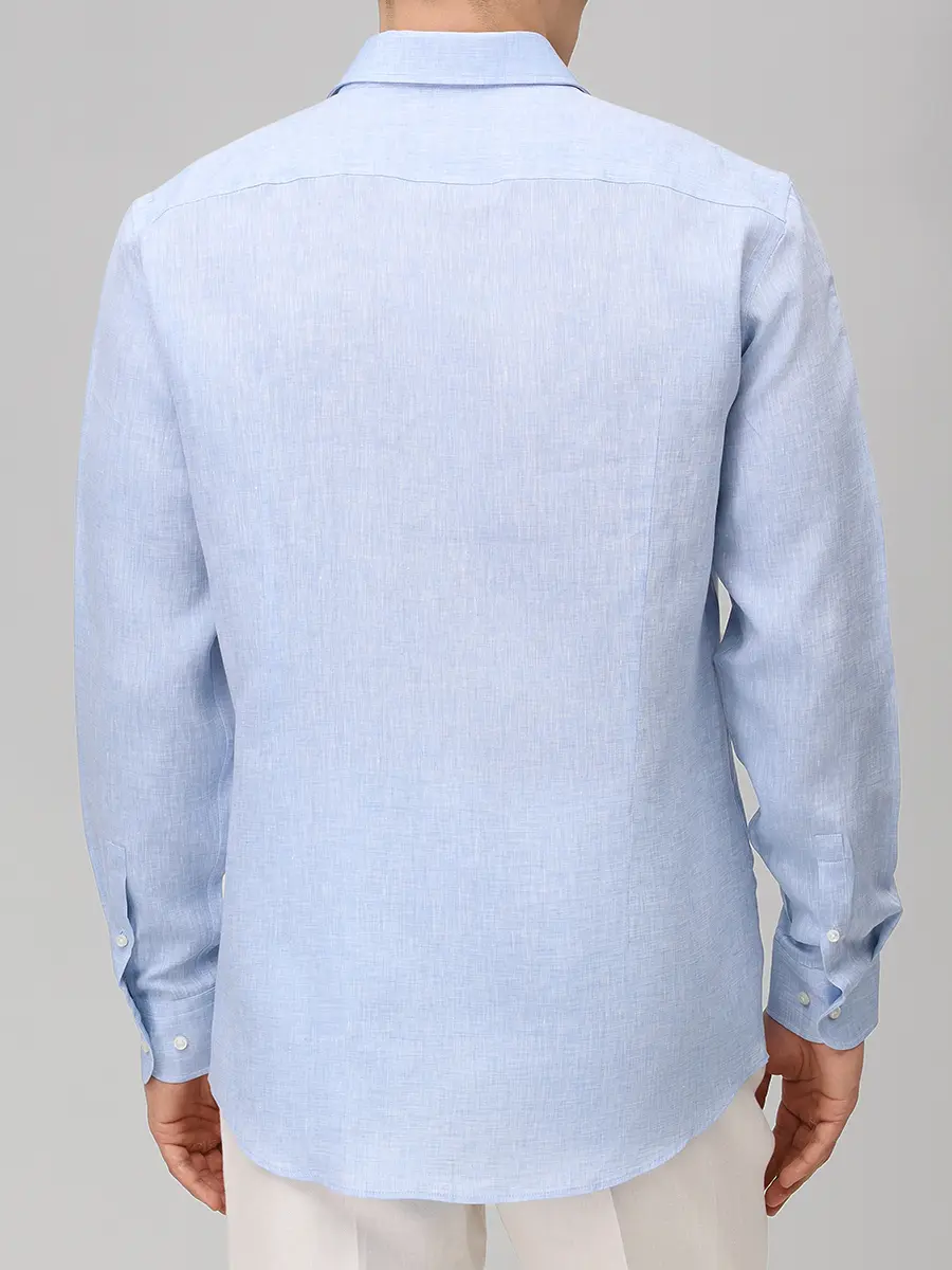 Рубашка Slim Fit льняная BOSS 50560736/450 Голубой  Фото 3
