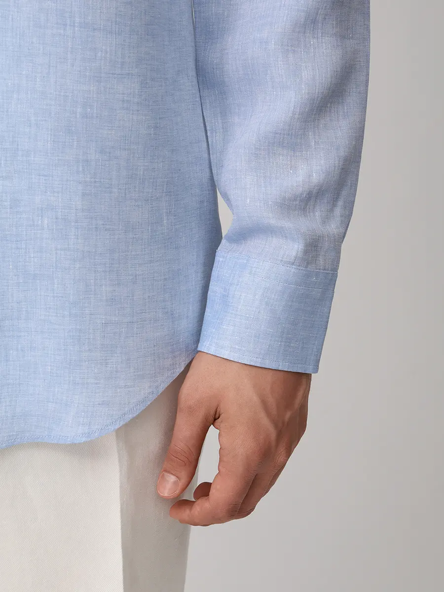 Рубашка Slim Fit льняная BOSS 50560736/450 Голубой  Фото 5