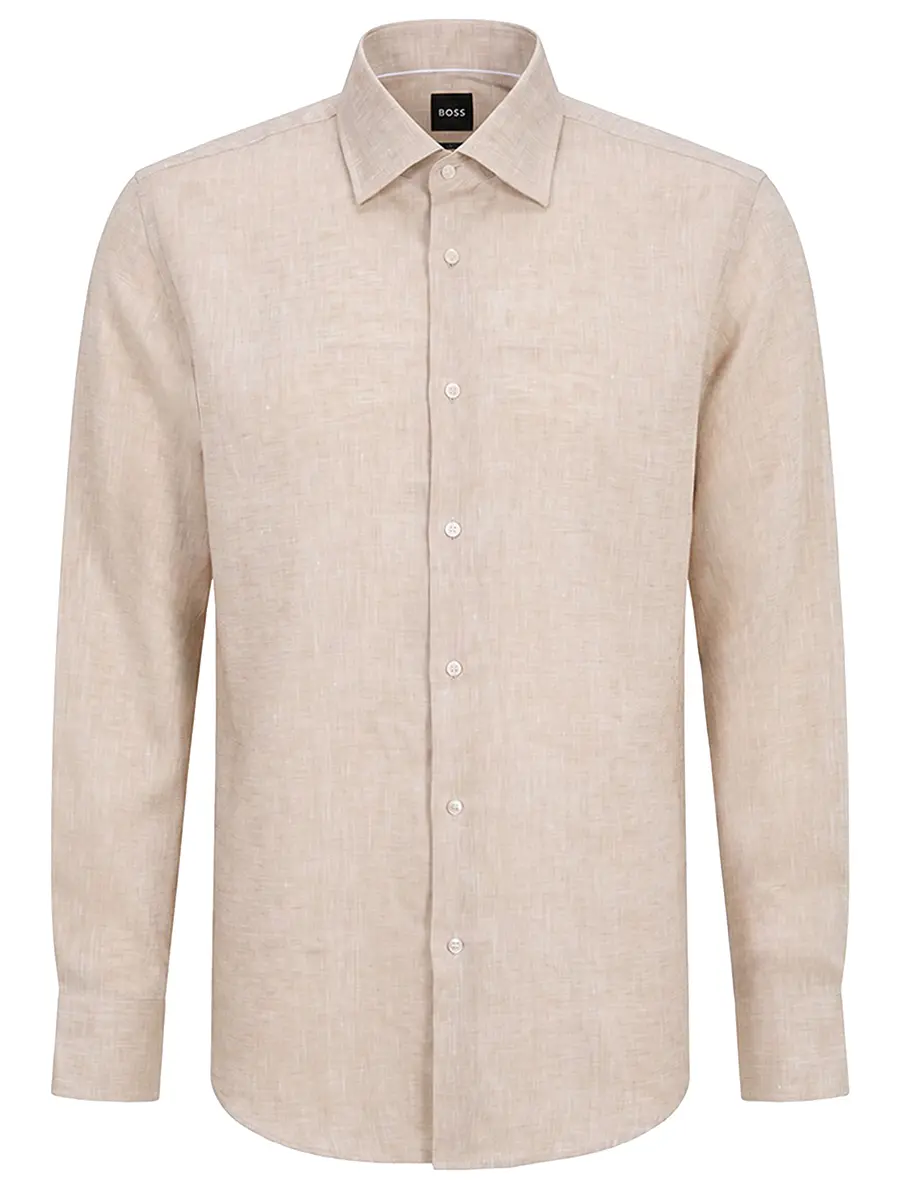 Рубашка Slim Fit льняная BOSS 50560736/286 Бежевый 