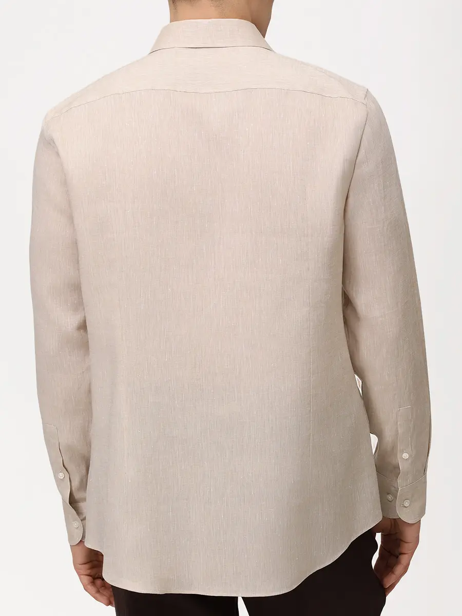 Рубашка Slim Fit льняная BOSS 50560736/286 Бежевый  Фото 3