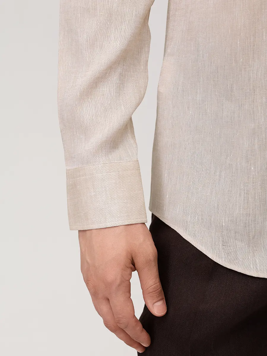 Рубашка Slim Fit льняная BOSS 50560736/286 Бежевый  Фото 5