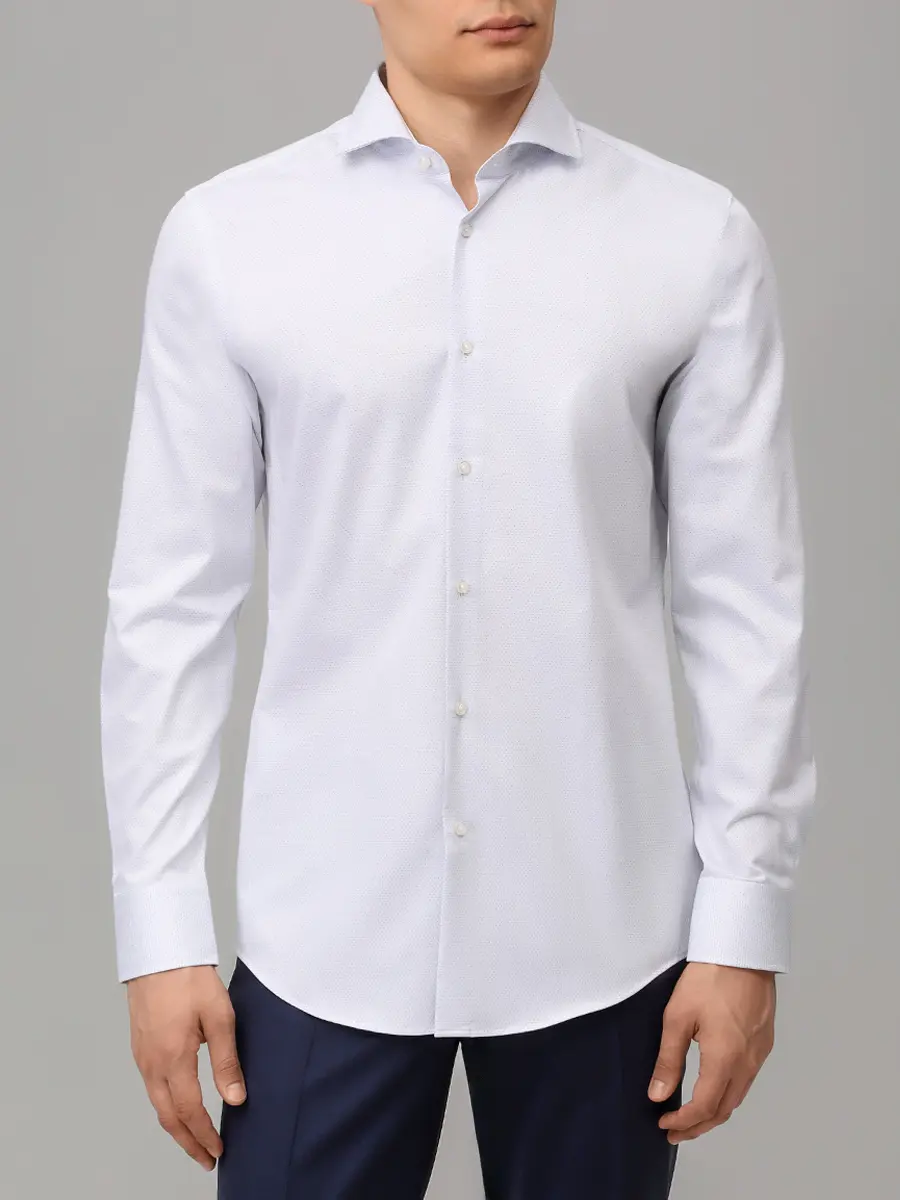 Рубашка Slim Fit хлопковая BOSS 50560750/100 Голубой  Фото 4