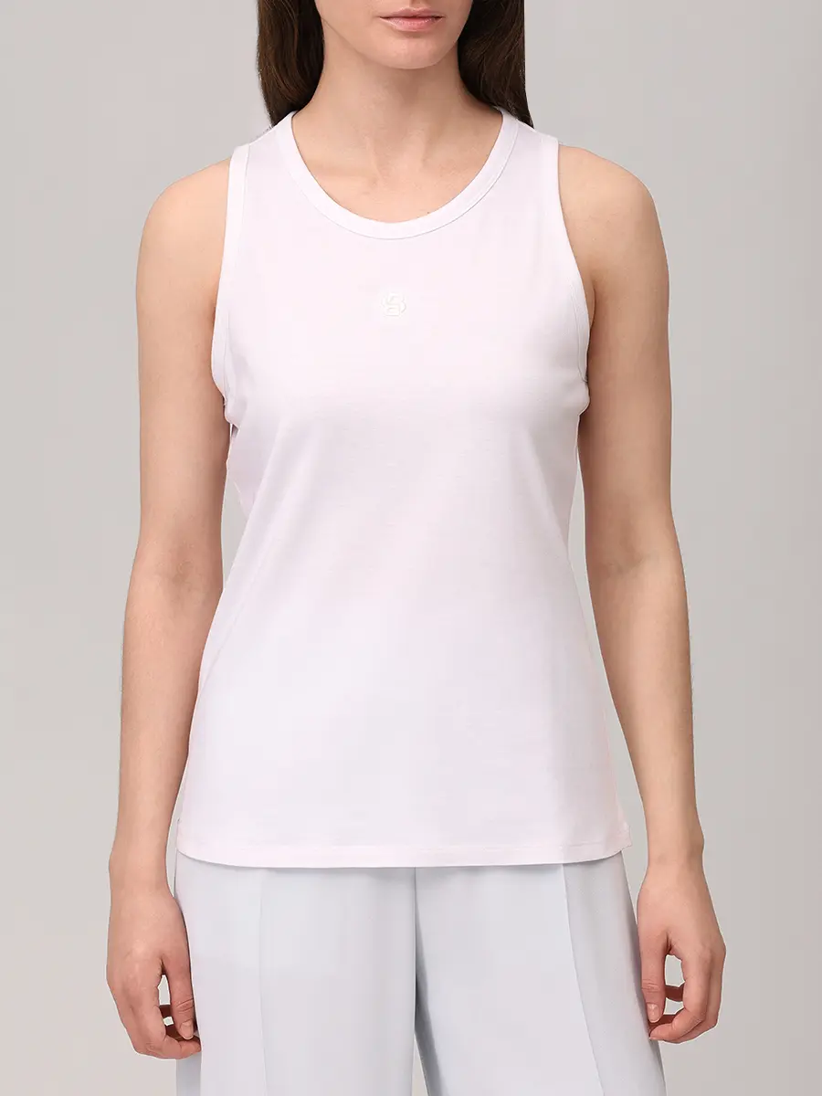 Топ из хлопка и модала BOSS 50557343/100 Белый  Фото 4