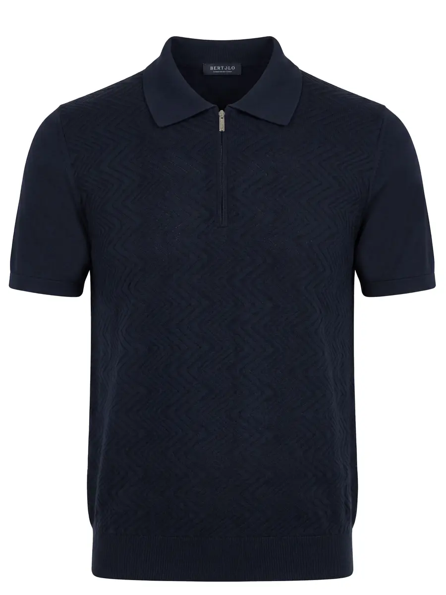 Поло шелковое BERTOLO LUXURY MENSWEAR 902561/002556/1116 Темно- Синий 