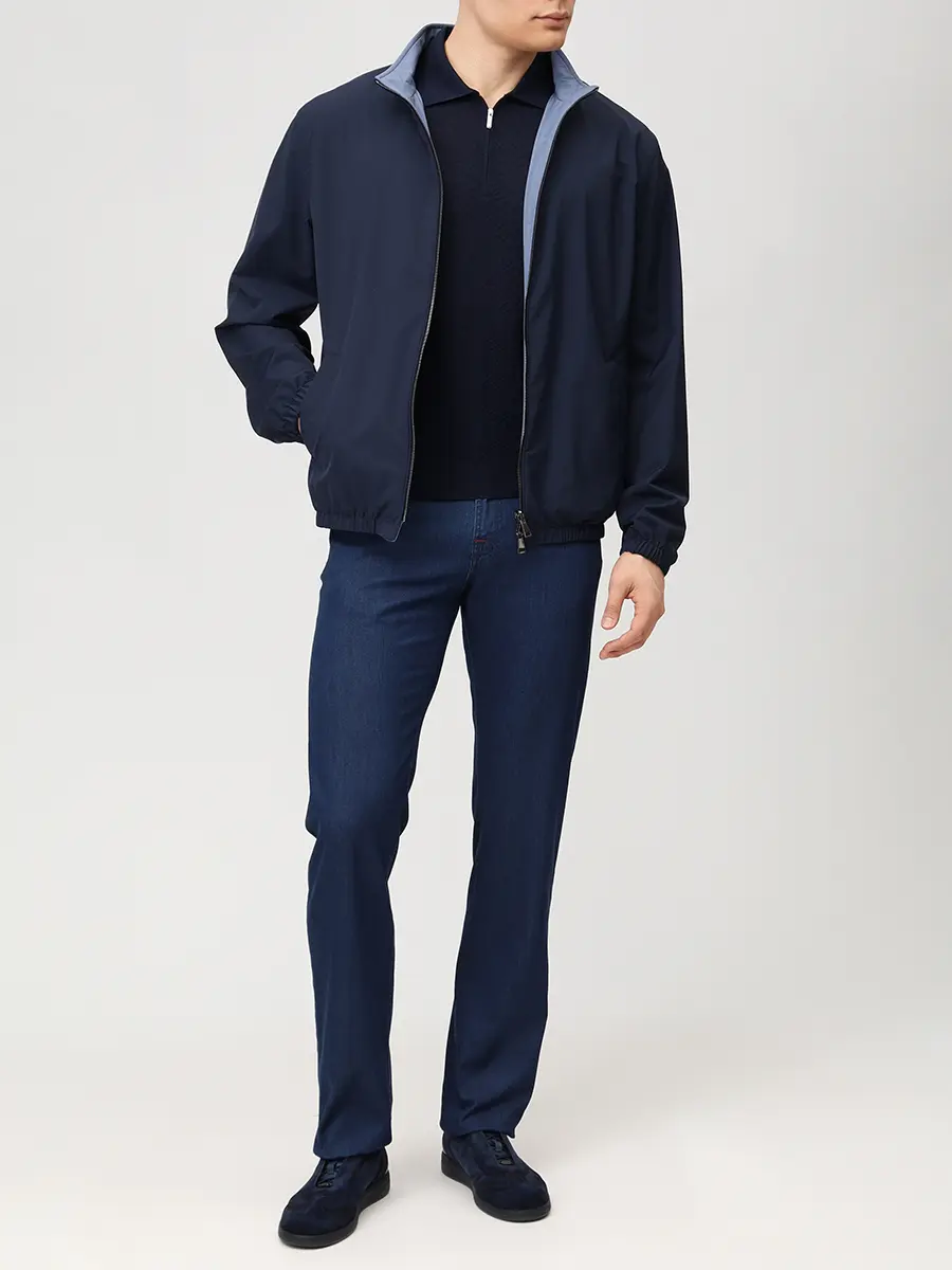 Поло шелковое BERTOLO LUXURY MENSWEAR 902561/002556/1116 Темно- Синий  Фото 2